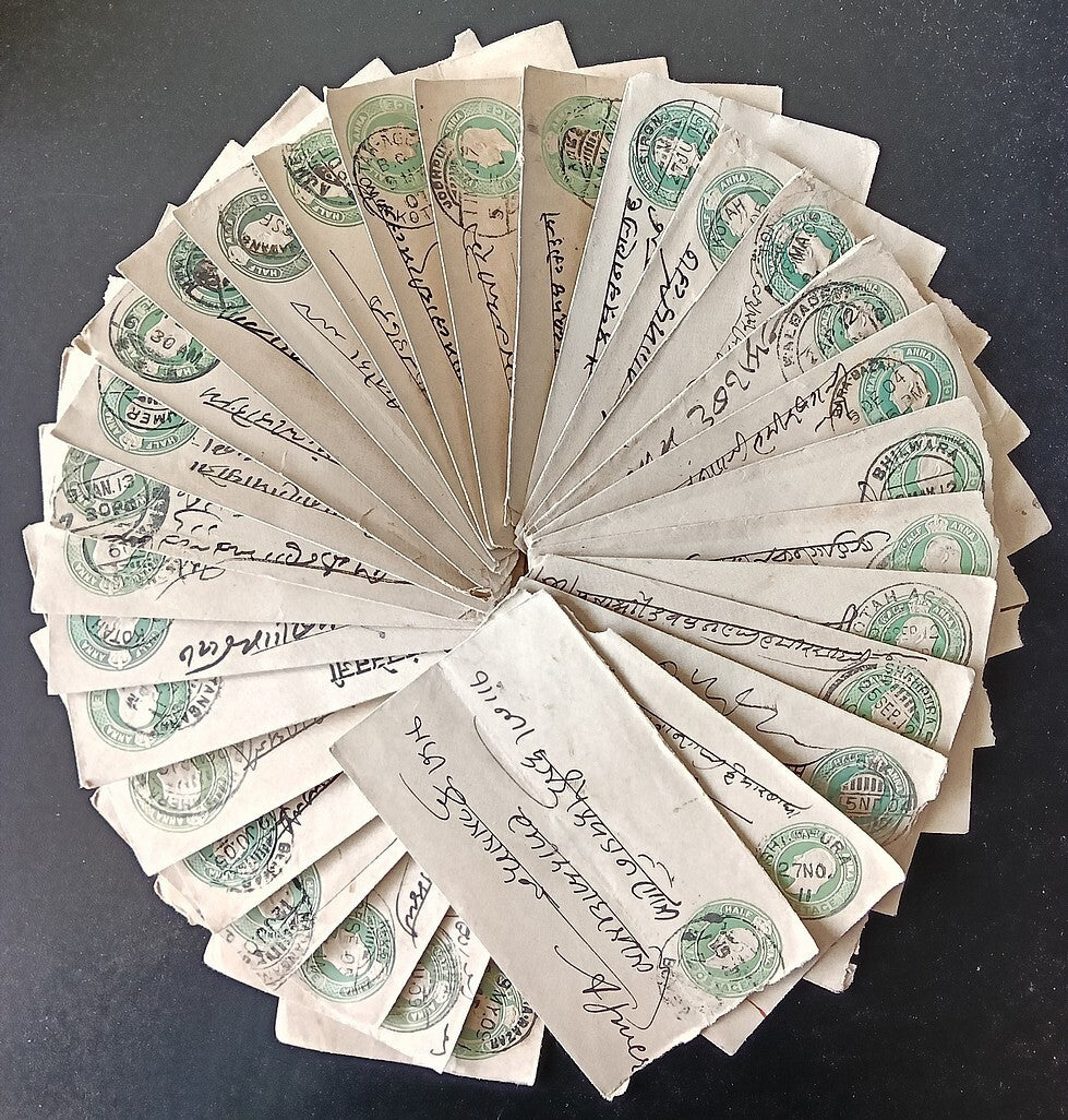 India KEdVII 1/2a green envelopes x 100 selected for condition WHOLESALE