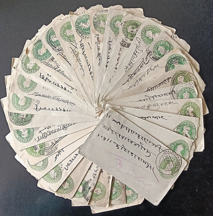 India KGV 1/2a green envelopes x 100 selected for condition WHOLESALE