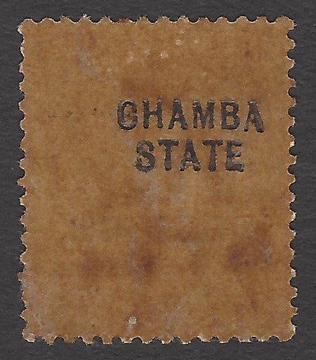 India Chamba KGV Service 1a SG O38 overprint on the back, presumed clandestine