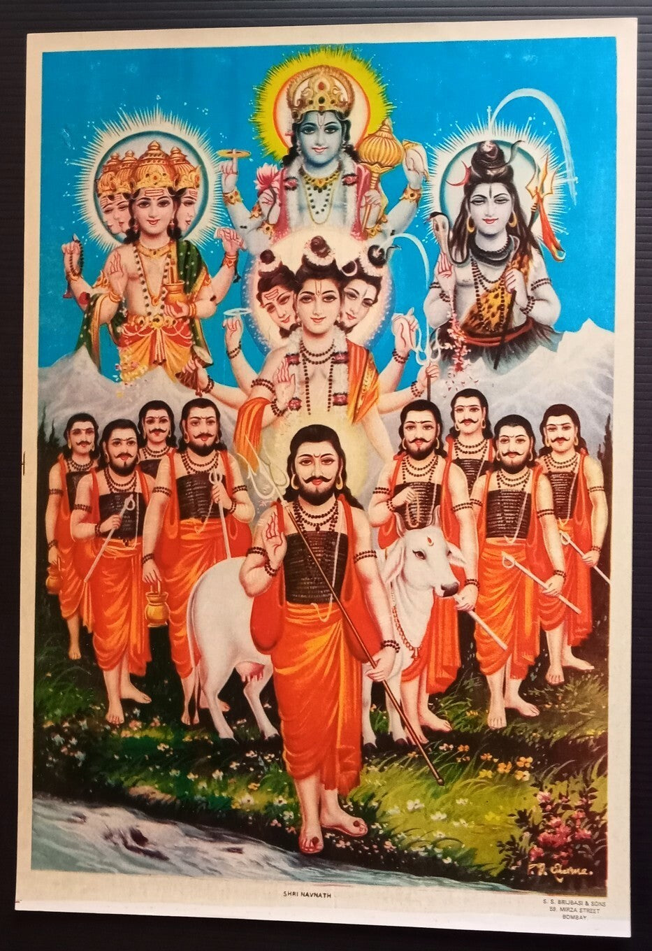 India Hindu Gods Poster Shree Navnath Mantra 9.5" x 14" inches by S S Brijbasi