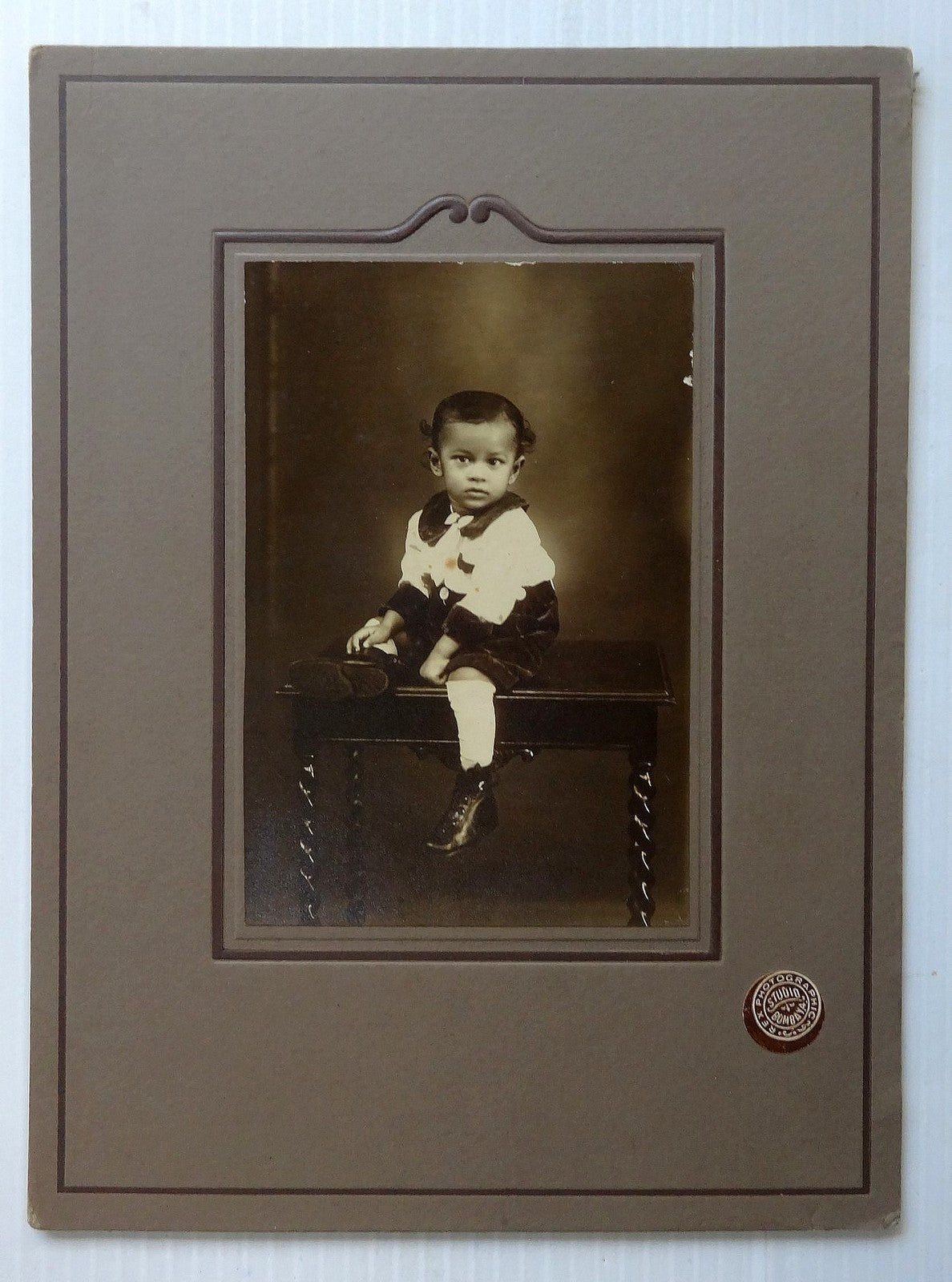 India c.1940s mounted photo – typical urban westernized Maharashtrian baby 8x11"