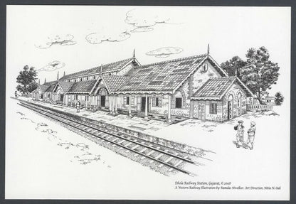 INDIA WESTERN RAILWAYS Vintage souvenir postcard-Dhola Railway station Gujarat