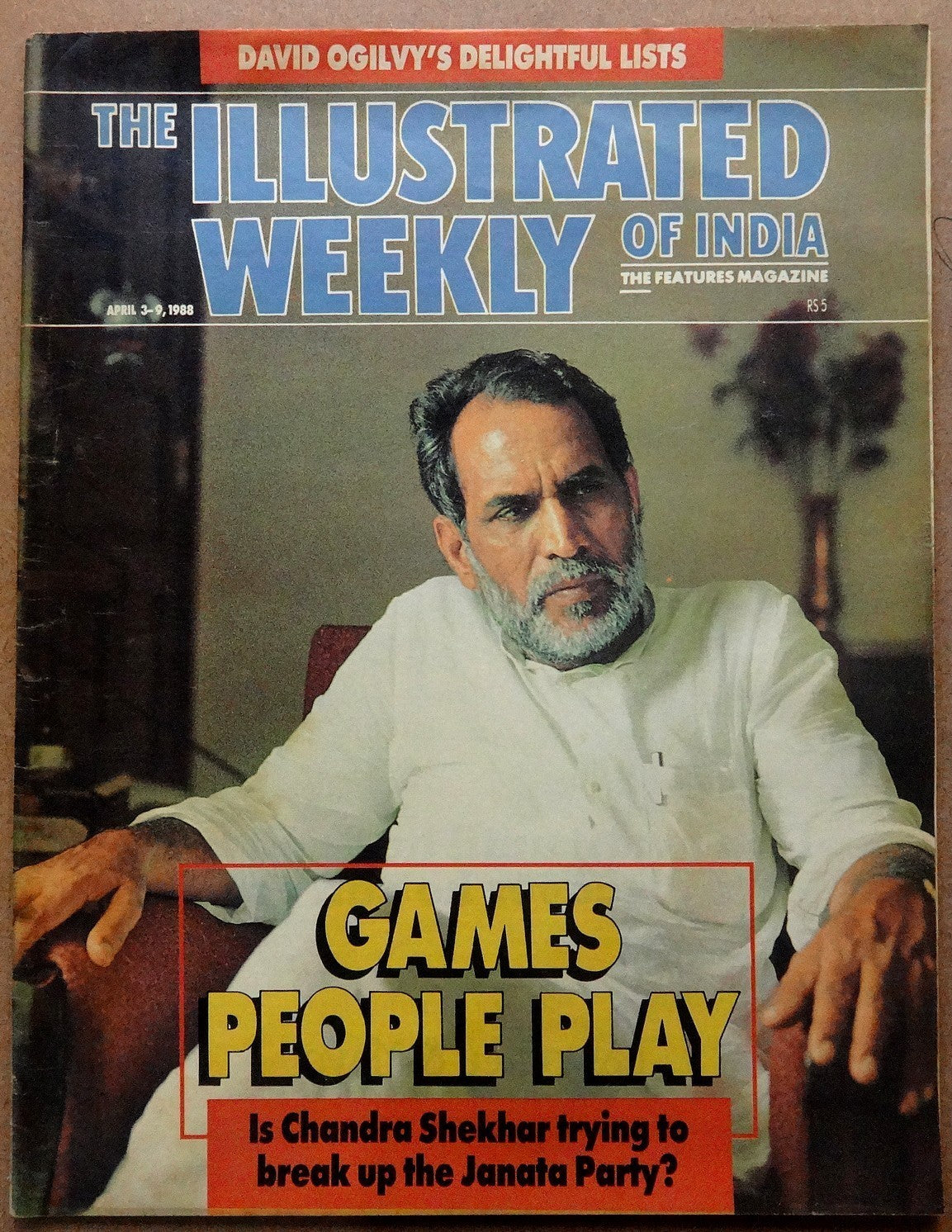 The Illustrated Weekly of India 3 April 1988 Games People Play Chandra Shekhaar