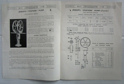 India 1939 advertizement leaflet for Station & New Universal Pumps etc
