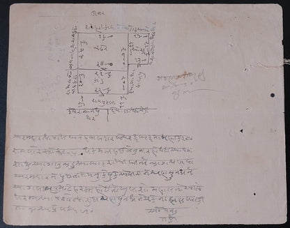 India Gondal State revenue 1a on 4a green – overprint inverted on small document