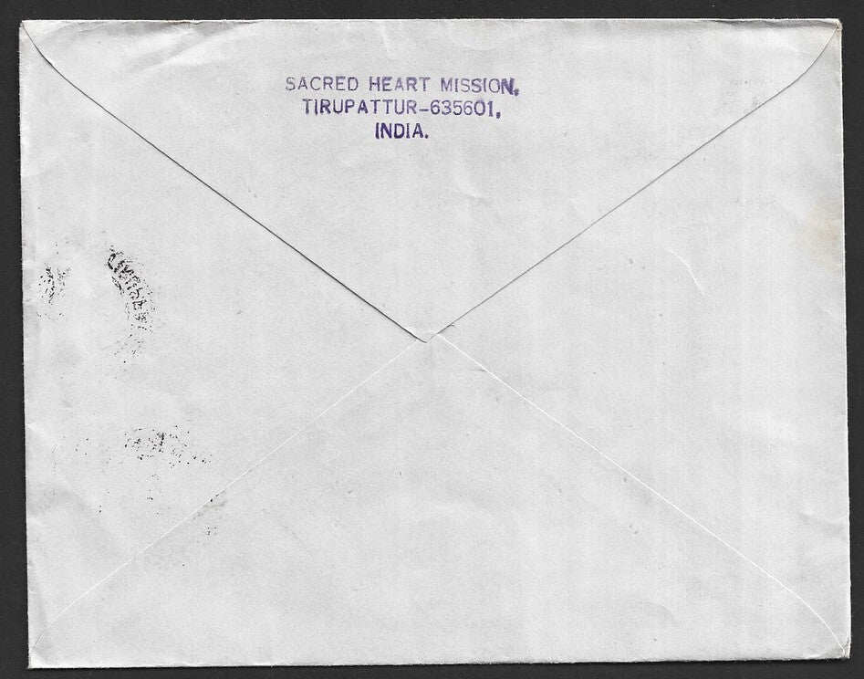 India 1970s cover to Switzerland with boxed B.P. POSTED AT COUNTER