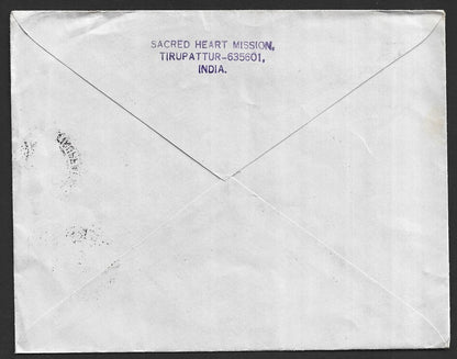 India 1970s cover to Switzerland with boxed B.P. POSTED AT COUNTER