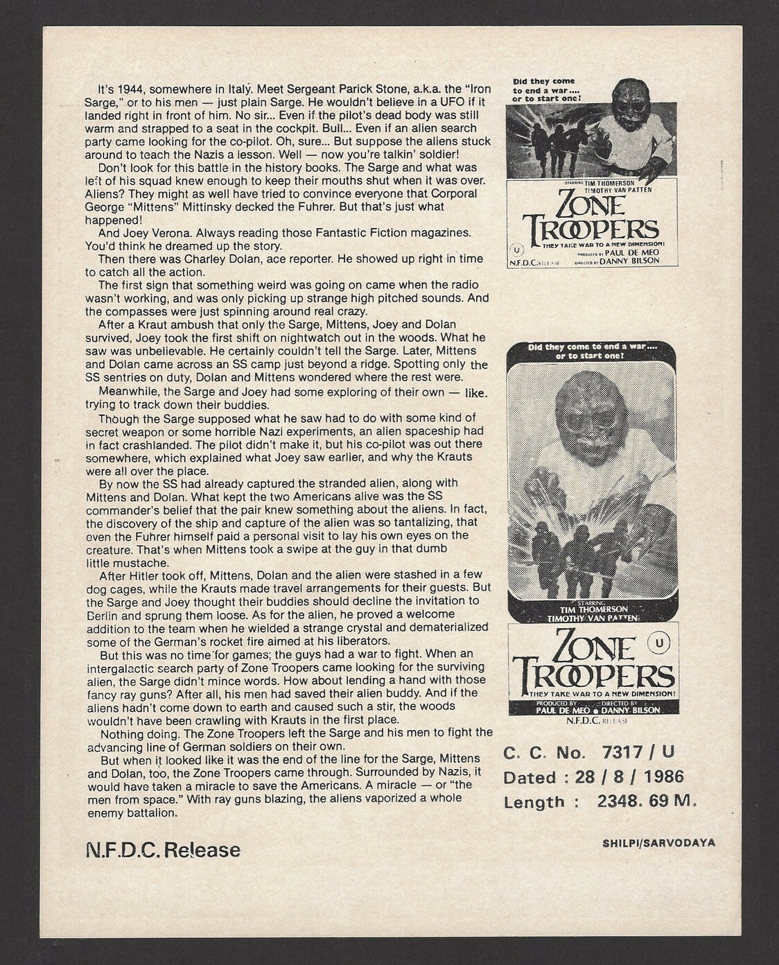 Hollywood Publicity cards for India – Wars movies