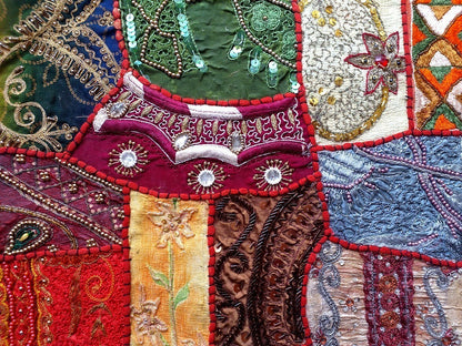 Vintage multipurpose Indian mat wi hand embroidery, sequins, stones, zari, etc