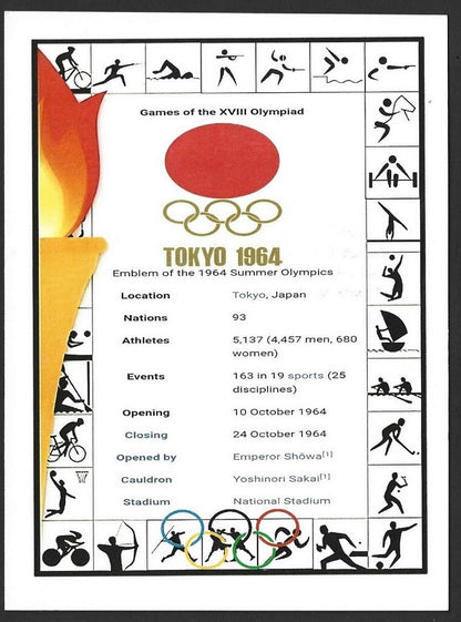 India 2024 Paris Olympics maxi card with 1964 Tokyo, Japan Olympics cachet