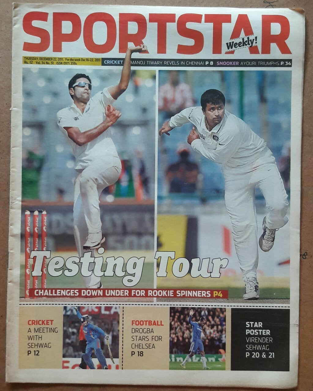 India Sportstar 2006-11 CRICKET cover issues 10” X 13” (5)
