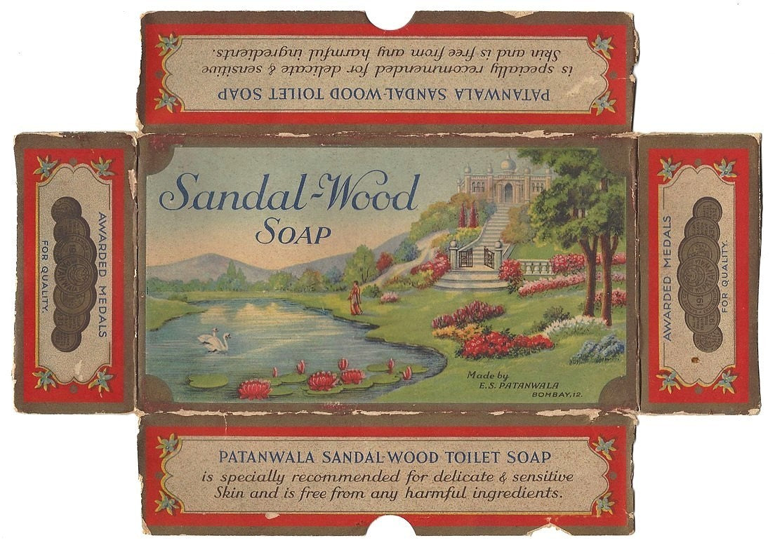 India vintage PATANWALA SANDALWOOD TOILET SOAP box