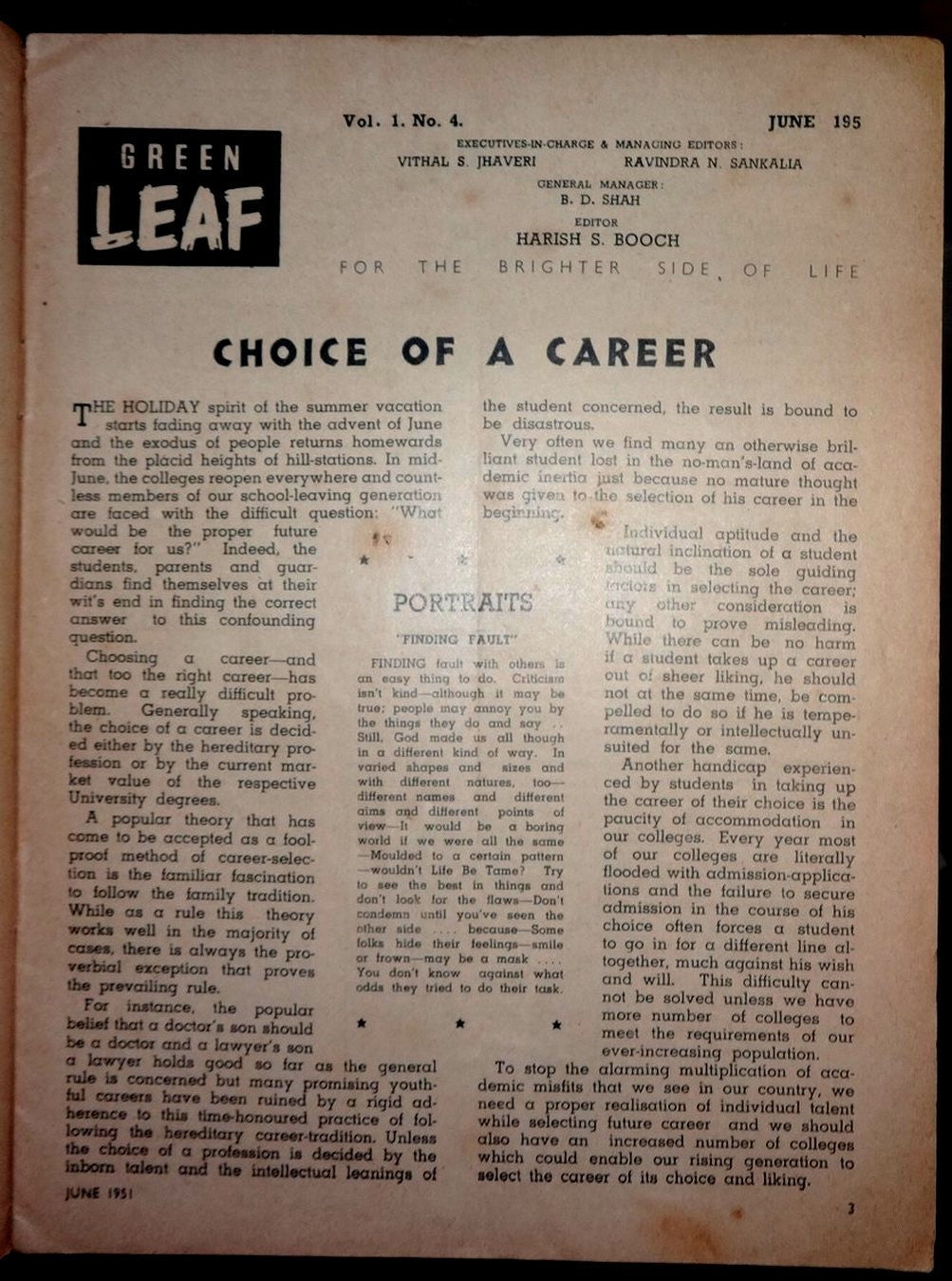 India June 1951 GREEN LEAF cinema & social magazine