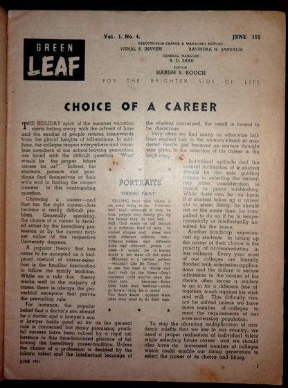 India June 1951 GREEN LEAF cinema & social magazine