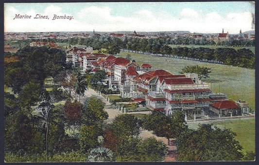 India BOMBAY vintage colour postcard Marine Lines