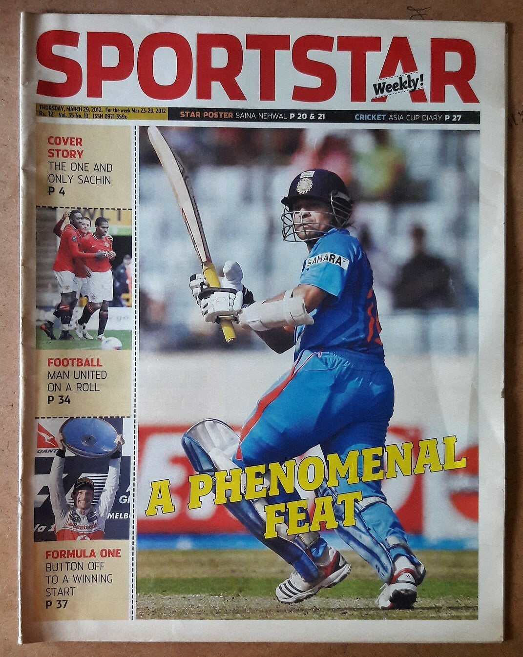 India Sportstar 2008-12 CRICKET cover issues 10” X 13” (5)