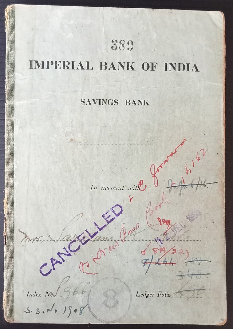 Imperial Bank of India 1908 pass book