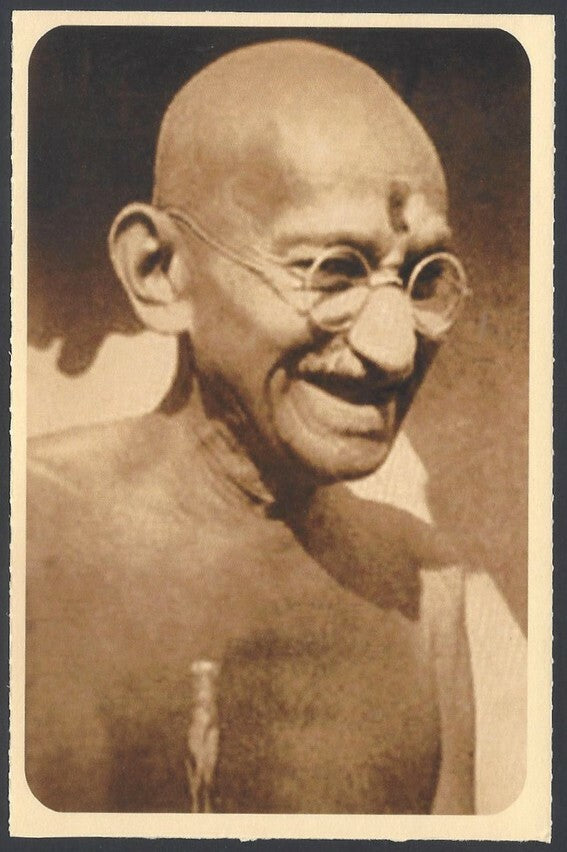 AOP India full back pictorial 50p Gandhi postal card GANDHI 