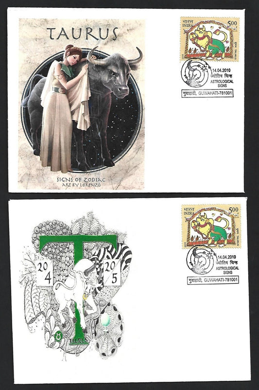 (AOP) India 2010 Zodiac TAURUS private FDCs (3)
