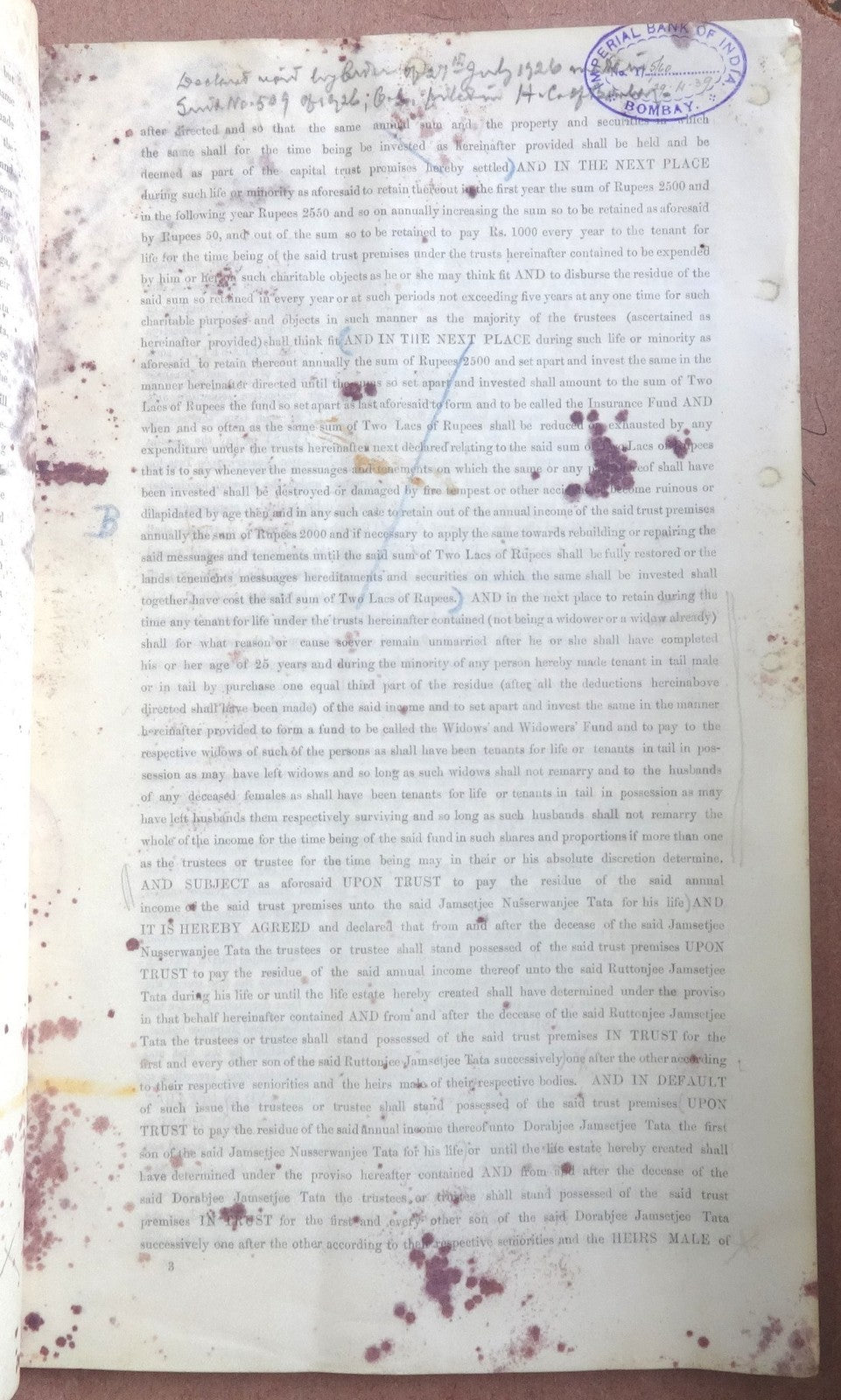 India 1887 Indenture signed Jamshetji, Dorabji, Ratanji & Sir Ratan TATA