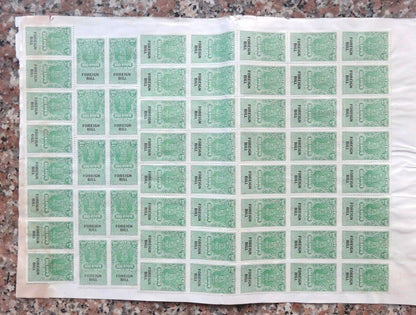 India 108 Foreign Bill 100R revenue stamps on part document