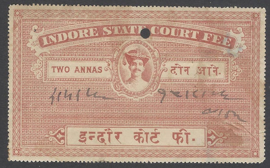 AOP India Indore State Court Fee 2a pale red