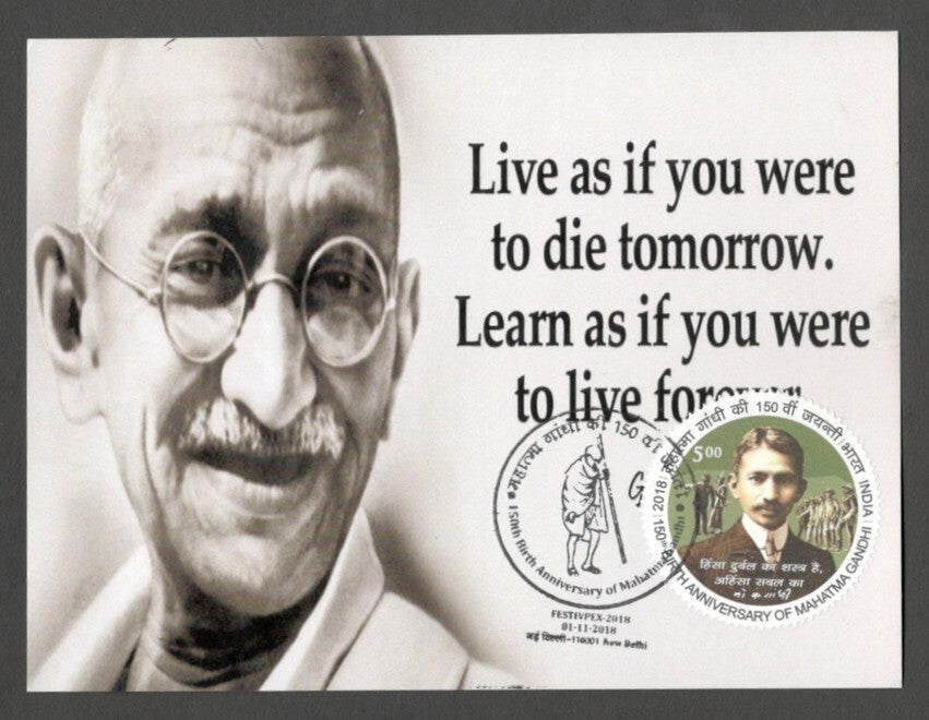 AOP India 2018 GANDHI maxi card Action Learn As If You Were To Live Forever