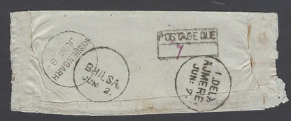 AOP India 1870s-80s Postage Due cover with postmarks AJMER, BHILSA & KISHENGARH