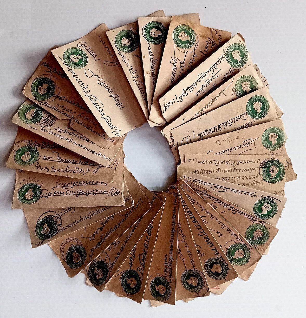AOP India 1/2a green envelopes x100 selected for condition WHOLESALE