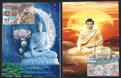 India 2007 Buddha set of 6 on 6 Kaushambi 2022 maximum cards
