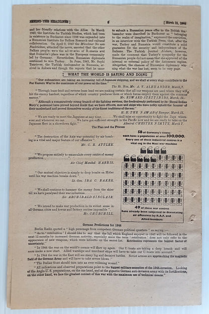 AOP India 1944 WW2 Propaganda rag BEHIND THE HEADLINES WAR AGAINST U-BOATS 8pgs