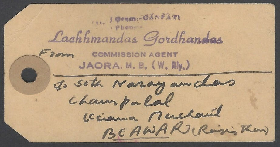 AOPIMT India 1955 Parcel Tag 