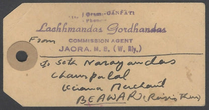 AOPIMT India 1955 Parcel Tag 