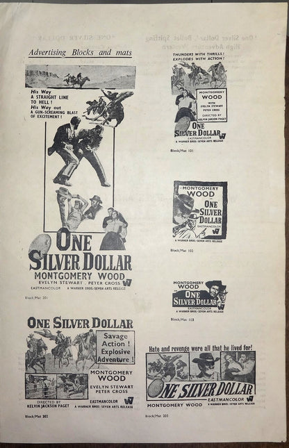 1973 One Silver Dollar double sheet India pressbook 9” x 14” Montgomery Wood