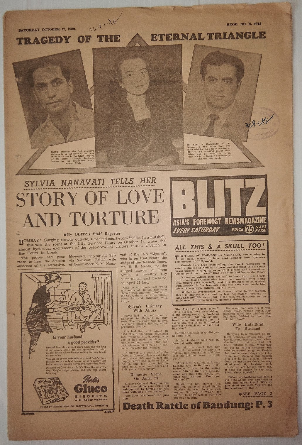 India Blitz October 1959 TRAGEDY OF THE ETERNAL TRIANGLE