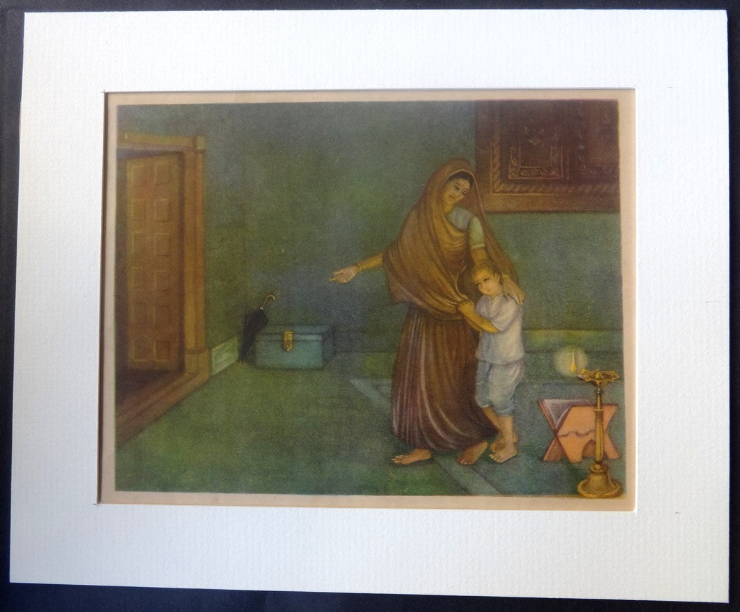 India Life of Gandhi print in card frame  8" x 10" O