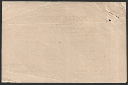 India 1940 POSTAL NOTICE Postage Rates for parcels to Yugoslavia & Roumania