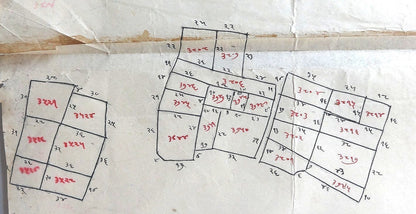 India 1939 hand drawn street map with Bhartpur State Court Fee stamp 11.5”x30.5”