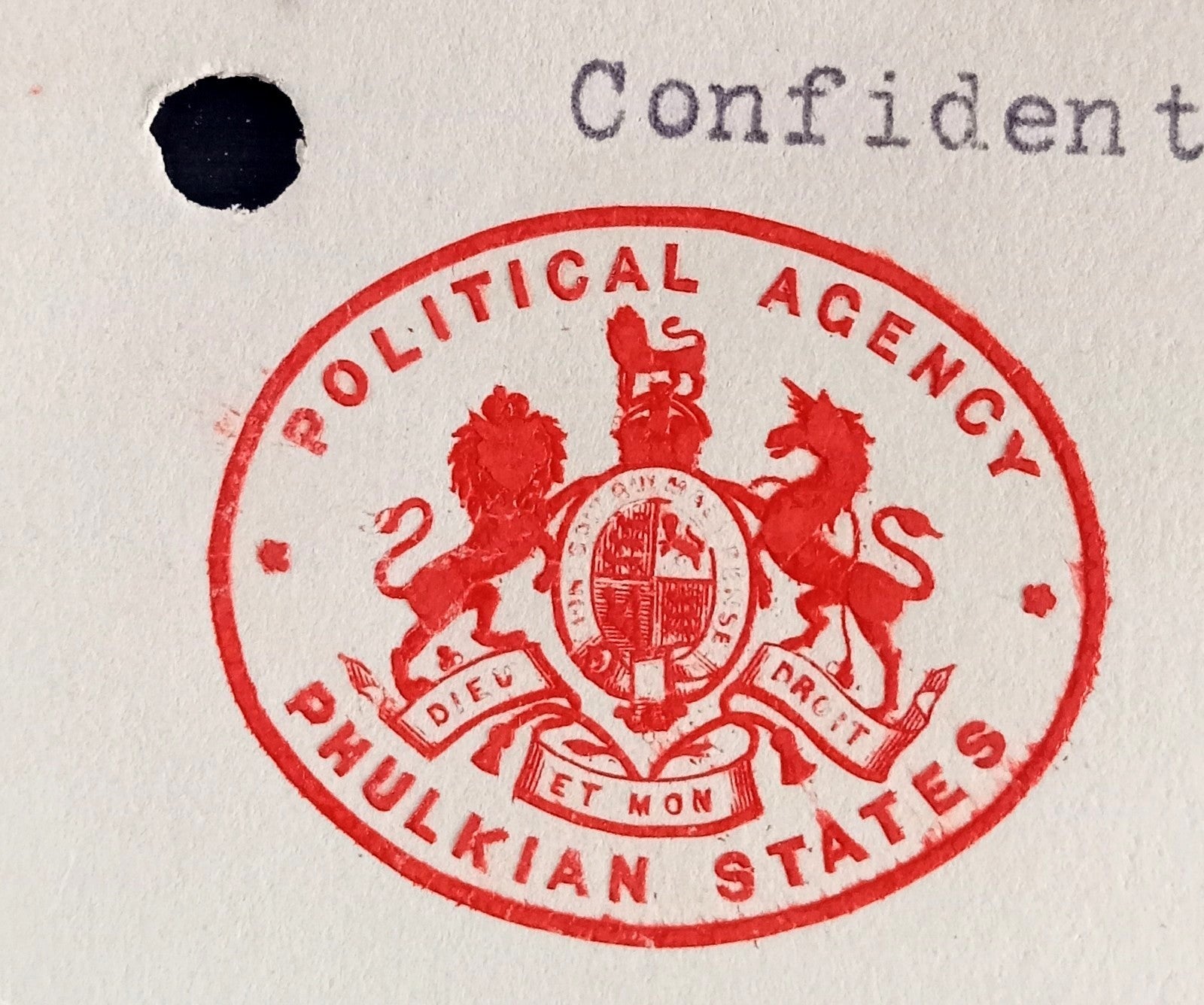India 1915 POLITICAL AGENCY PHULKIAN STATES crested letter 62 Punjabis desertion
