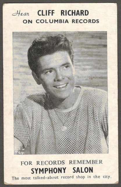 CLIFF RICHARDS Columbia Records publicity postcard Bombay, India