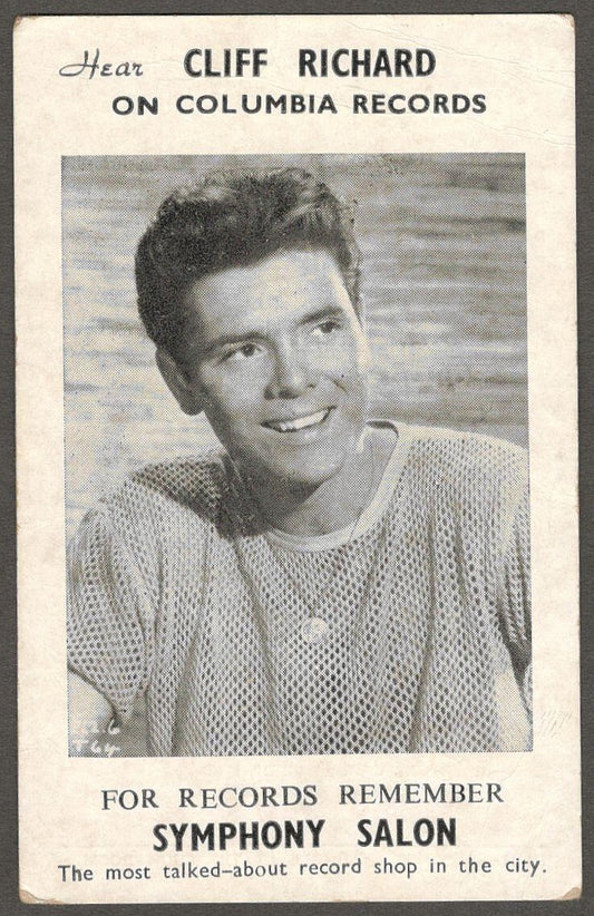 CLIFF RICHARDS Columbia Records publicity postcard Bombay, India