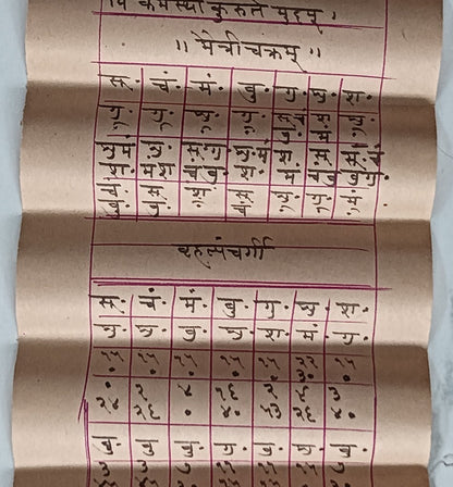 India vintage hand drawn handwritten Hindu horoscope scroll 6 x 114 inches