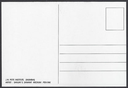 AOP India BOMBAY sketch postcard J N PETIT INSTITUTE