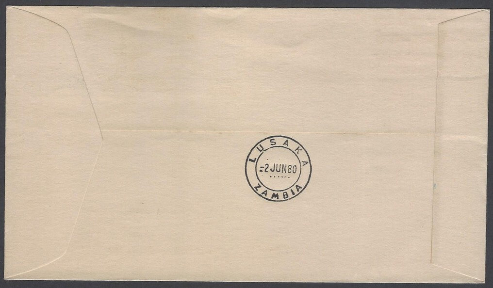 AOP Zambia Air India 1980 FFC First Flight cover Bombay - Lusaka