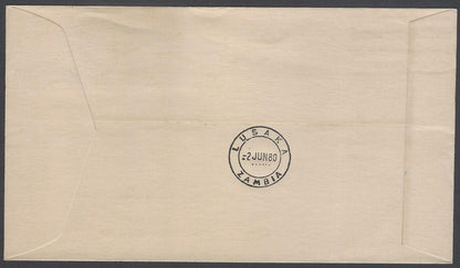 AOP Zambia Air India 1980 FFC First Flight cover Bombay - Lusaka