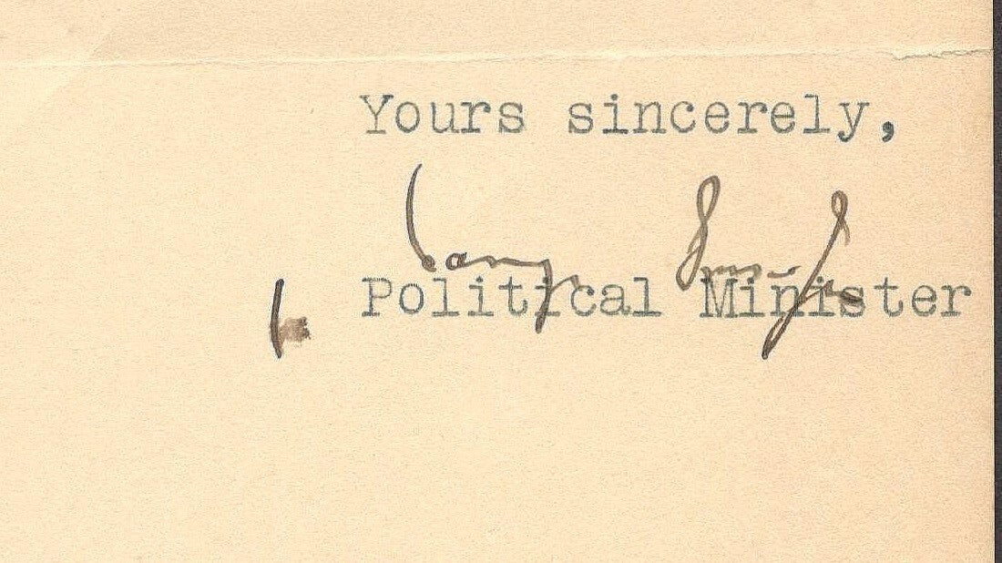 India 1938 crested letter POLICITICAL DEPARTMENT/REWA DURBAR signed