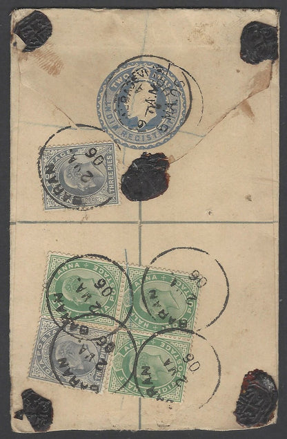 AOP India KEdVII King Edward VII registered uprated envelope 