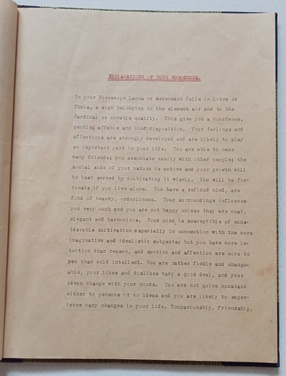 AOP India 1954 book with a year by year astrological & palmist life predictions