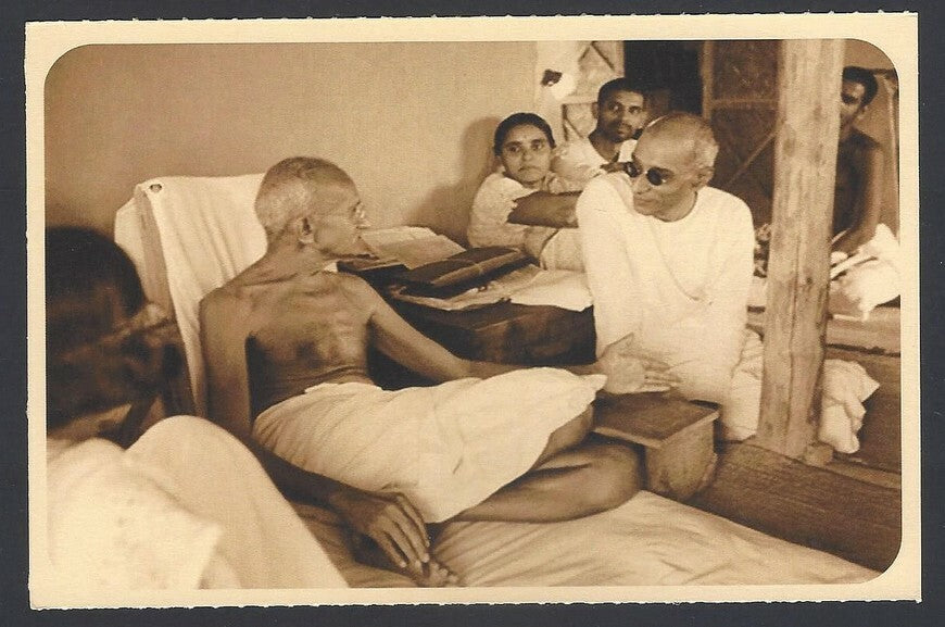 AOP India full back pictorial 50p Gandhi postal card GANDHI 