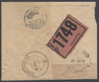 AOP India 1914 On Postal Service Official stampless VPP cover